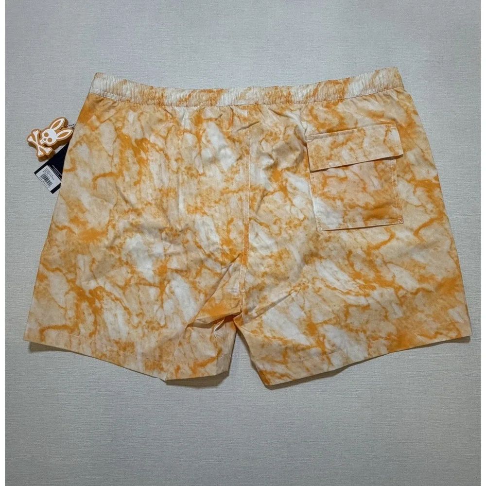 PSYCHO BUNNY Swim Trunks Mens XXXL Purple Shorts Hempstead Orange Soda